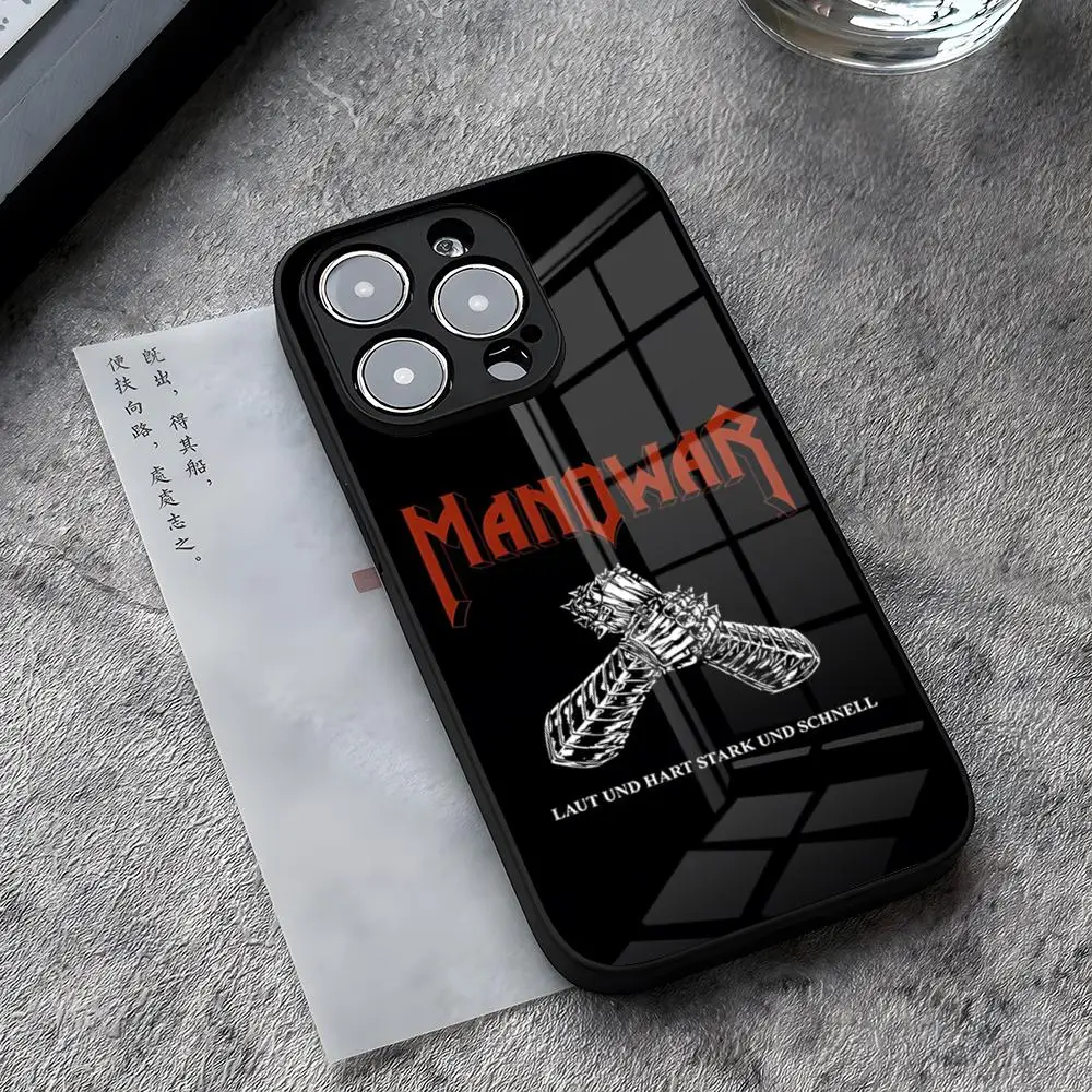 Manowar Anniversary Phone Case For IPhone 14 Pro Max 15 Pro 12 11 13 Mini X XR XS 16 Plus SE Tempered Glass Back Cover