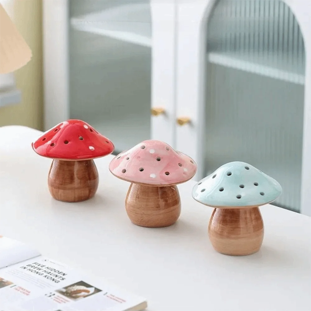

Eye-Friendly Ceramic Mushroom Night Light Energy Efficient Soft Glow Mushroom Nightlights Flat Bottom Ornament