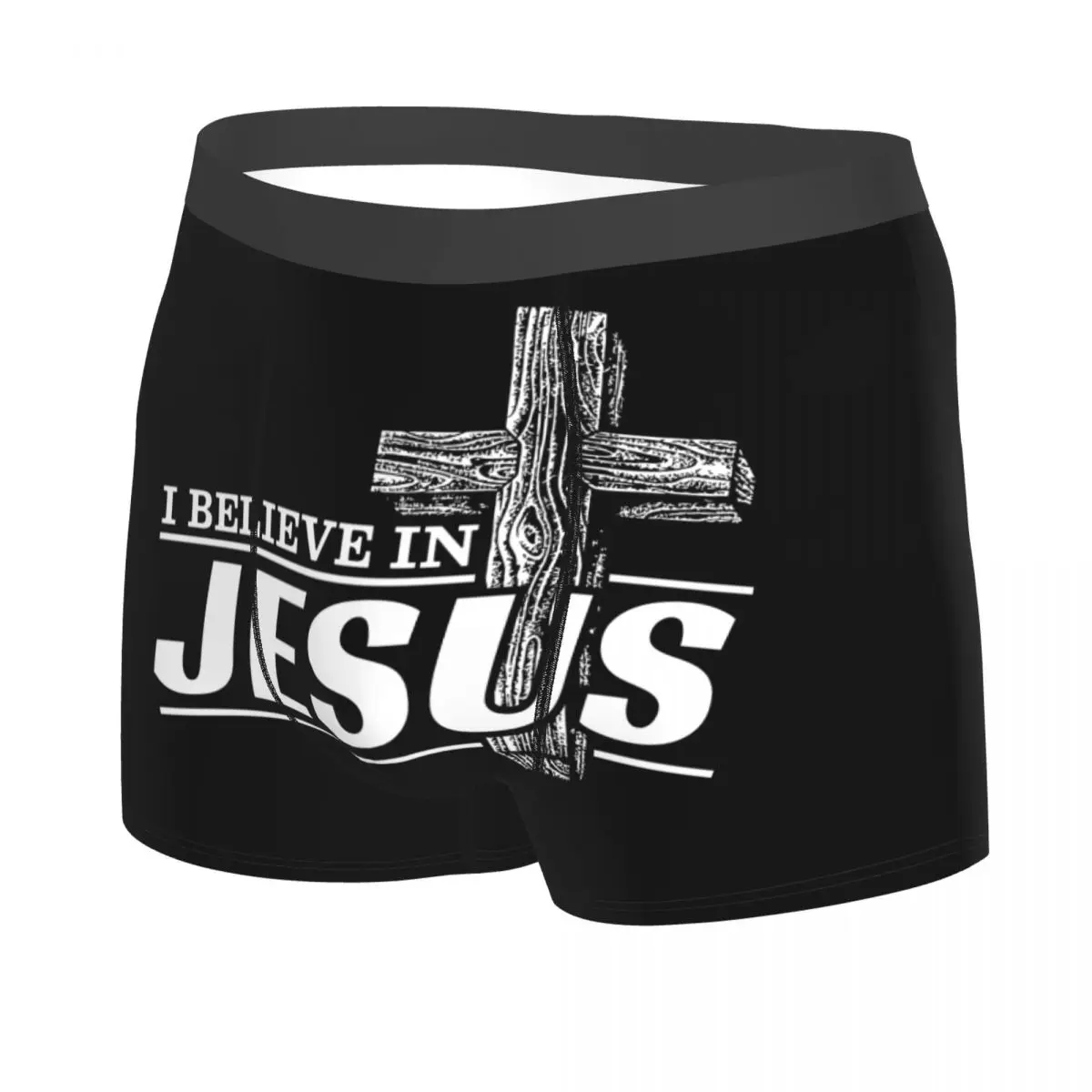 Custom I Believe In Jesus Christ Underwear Male Print Cristianity Faith Boxer Shorts Panties Briefs Soft Underpants