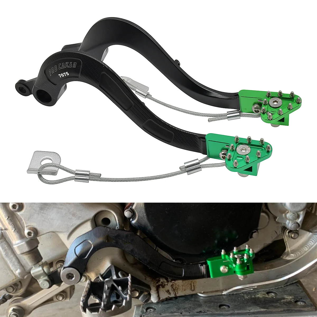 

For KAWASAKI KX250 KX250F KX 250 250F 2004-2019 2020 Enduro Dirt Pit Bike Motocross Green CNC Rear Foot Brake Lever Pedal