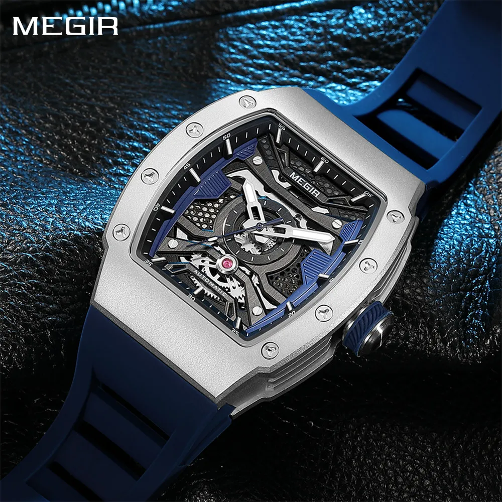 

MEGIR Luxury Men's Automatic Mechanical Watch Waterproof Hollow Out Silicone Strap Male Sport Wristwatch Clock Reloj Hombre 8604