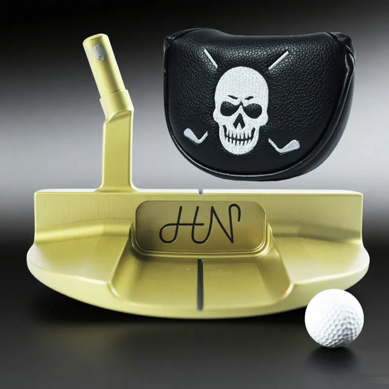 Cabeças de golfe douradas semicírculo dourado cabeça de putter de golfe destro unissex cabeça de clubes de golfe e capa de cabeça de golfe sem eixo