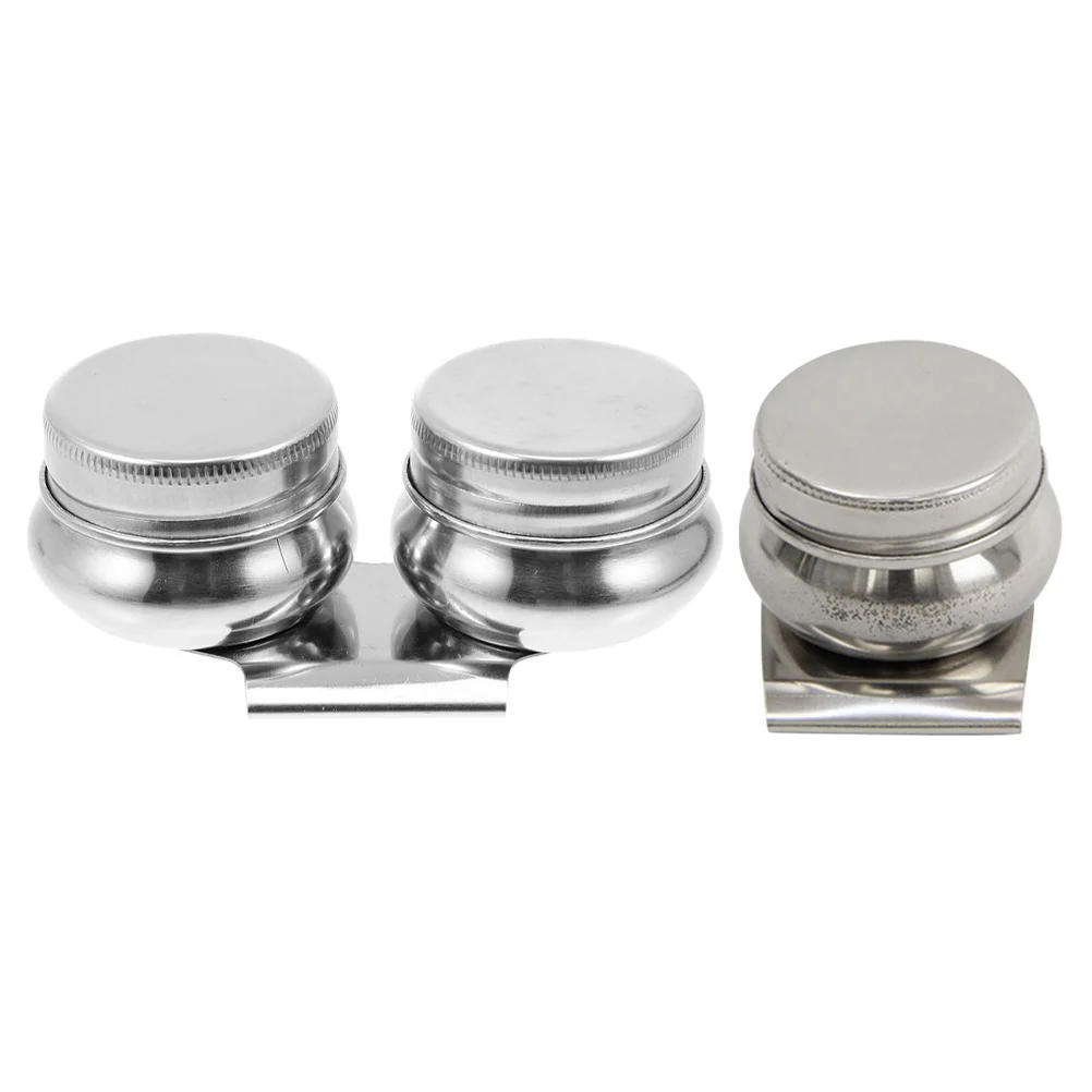 2 Pcs Stainless Steel Color Mixing Pot Painting Palettes with Cover Linseed Oil Dippers Turpentine Container Gouache Child