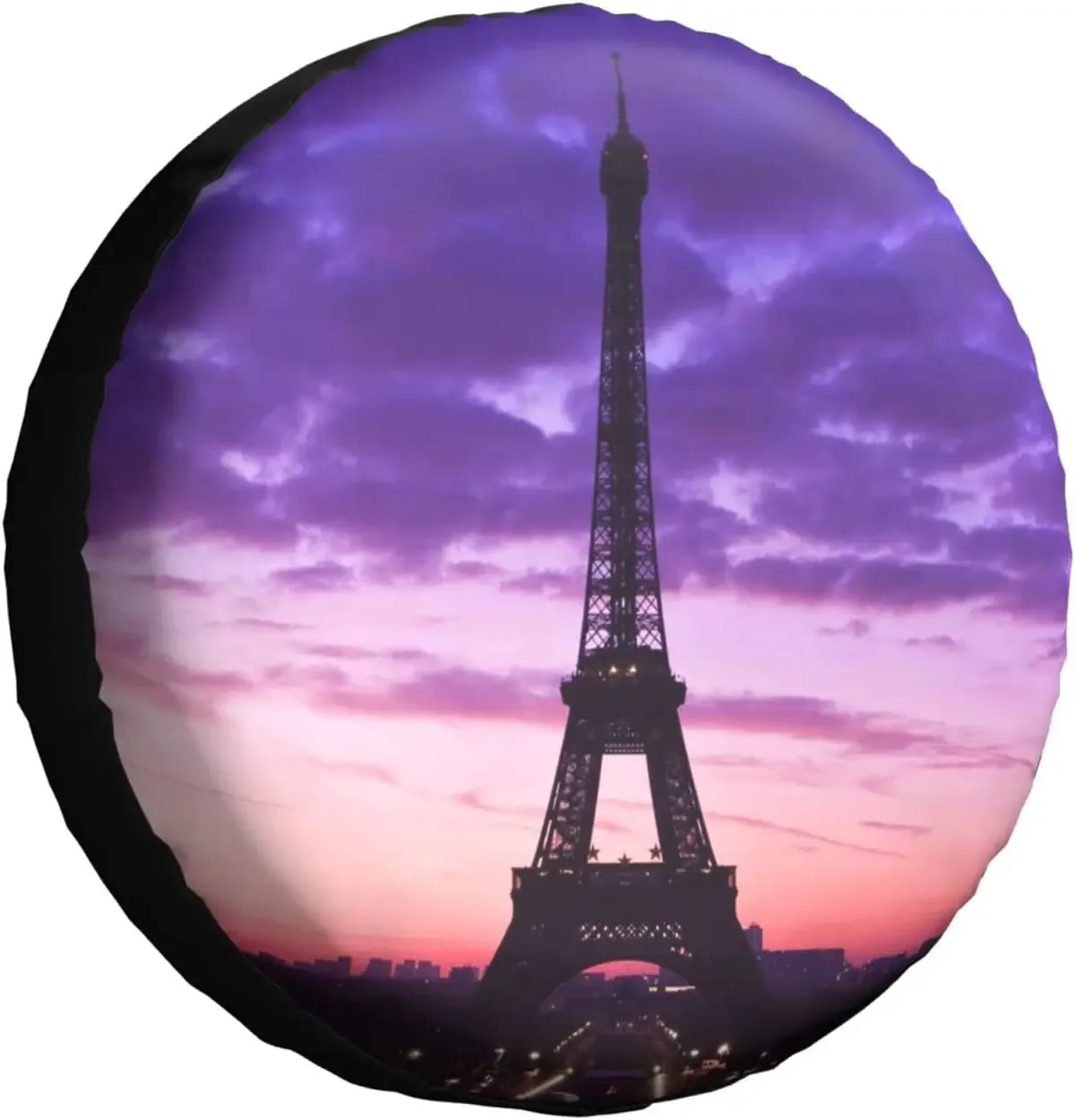 Spare Tire Cover Universal Tires Cover Eiffel Tower Purple Pink Sky Car Tire Cover Wheel Weatherproof and Dust-Proof UV