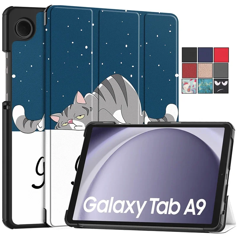 

Cartoon Painted Luxury Business Leather Tablet Case for Galaxy TabA9 Plus Hard Solid Color PU Skin Feel Shockproof Protect Cover