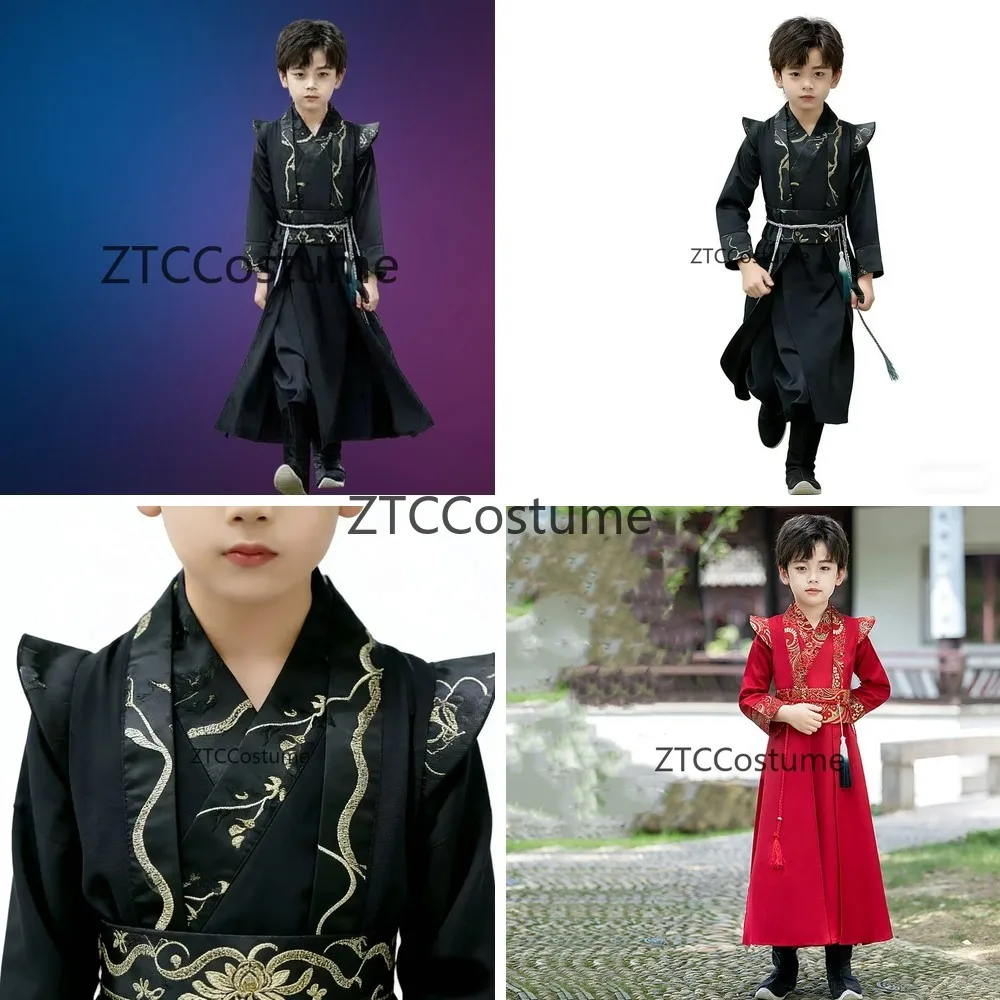 

Long Sleeve Boys Hanfu Modern Dress Ancient Chinese Costume Kids Clothing Baby Cosplay Outfit Casual Stage Wear Vestidos