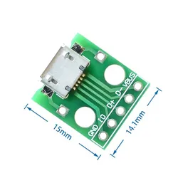 10PCS MICRO USB to Dip Female chassis connector B type Mike 5p SMD to inline adapter board Soldered female connector