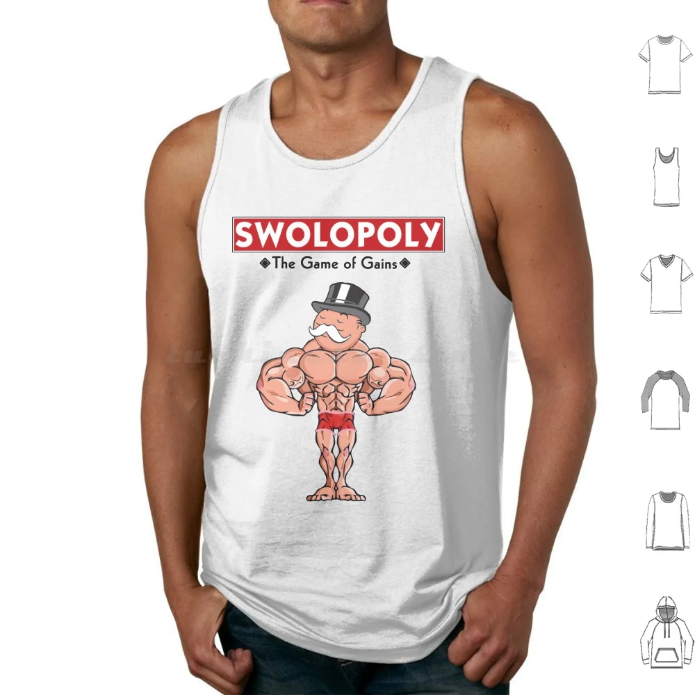 Swolopoly : The Game Of Gains Tank Tops Print Cotton Gym Lifting Bro Weights Free Weights Training Powerlifting Gym