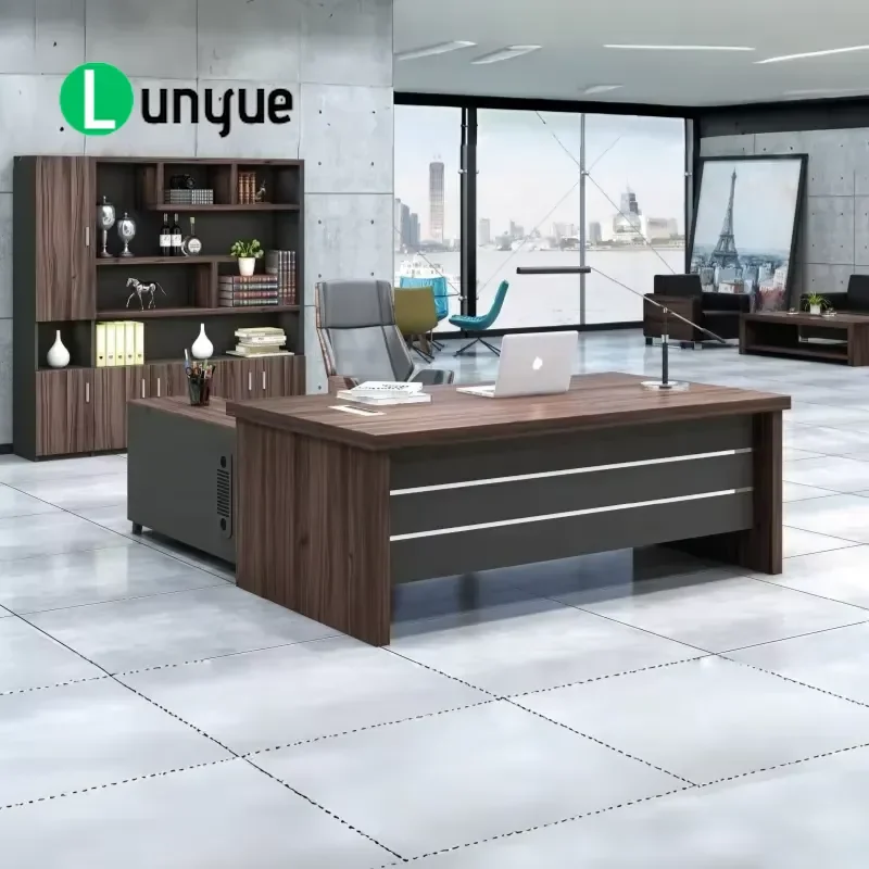 Modern Luxury Boss Desk E1 Grade Plywood Computer Table Large Conference Table Set High End Office Furniture for Home Use