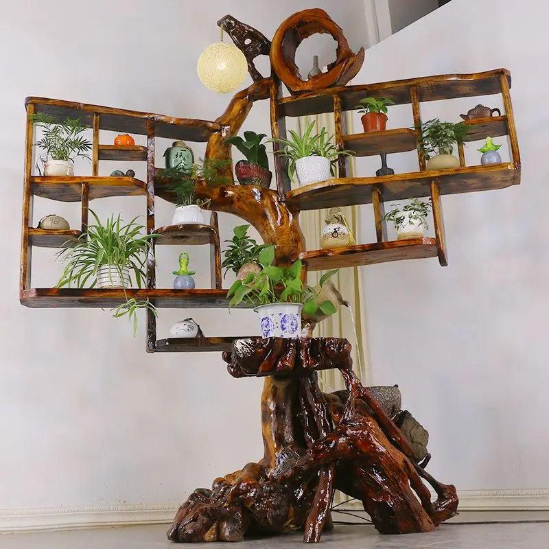 

Root carving flower stand living room solid wood root base art wood carving ornament