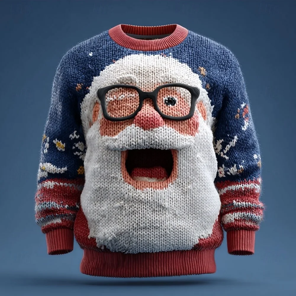 Ugly Christmas Sweater Warm Sweater for Man Sweater Fashion Crew Neck Knitted Long Sleeve Regular Tops Knit Christmas Sweater