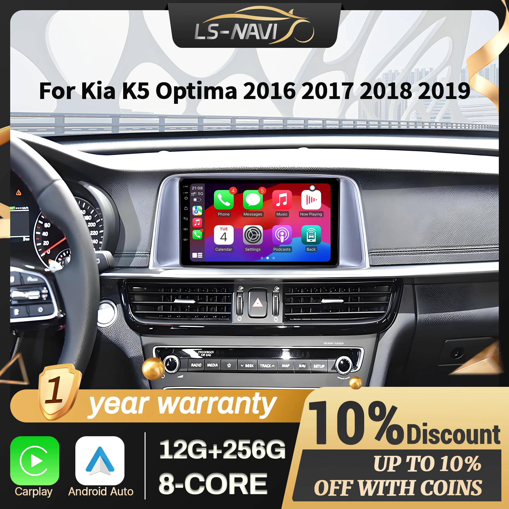 For Kia K5 Optima 2016 2017 2018 2019 4G GPS Car Radio Wireless BT CarPlay Android 14 Navigation Multimedia 2K QLED Screen