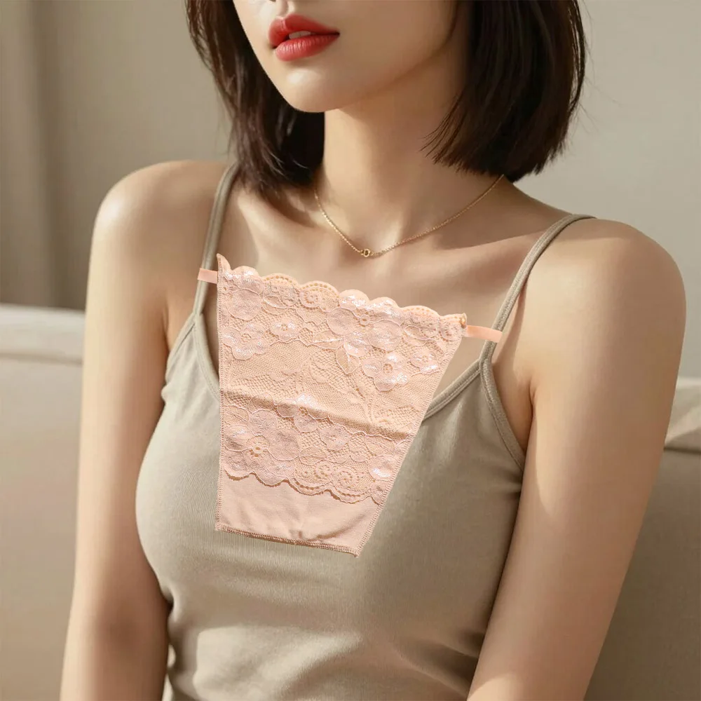 Flower Strapless Insert Wrapped Chest Double Layer Clip on Bralette Lace Anti-Glare Tube Top Strapless Bra Wrap Mesh