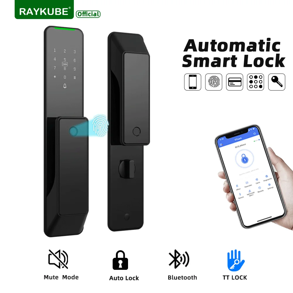 NEW RAYKUBE KX2 TT Lock Bluetooth Electronic Smart Door Lock With Biometric Fingerprint APP Remote Control NFC Key Unlock