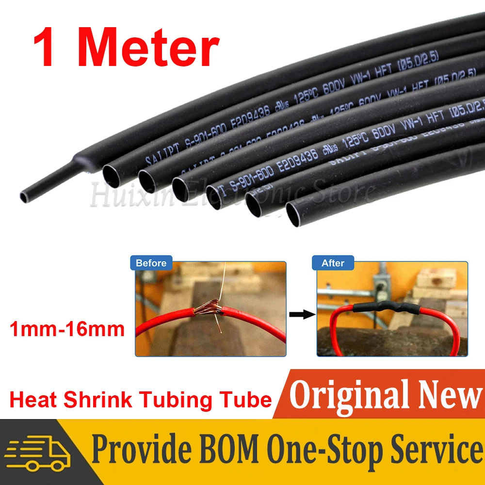 

1 METER Black Heat Shrink Tubing Tube 1mm 2mm 2.5mm 3mm 3.5mm 4mm 4.5mm 5mm 6mm 7mm 8mm 9mm 10mm 11mm 12mm 13mm 14mm 15mm 16mm