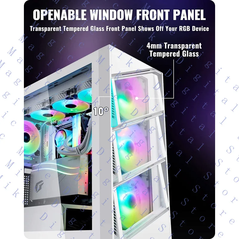 H  FOR Segotep Aeolus T3 ATX Computer Case Mid Tower Gaming PC Case Tempered Glass