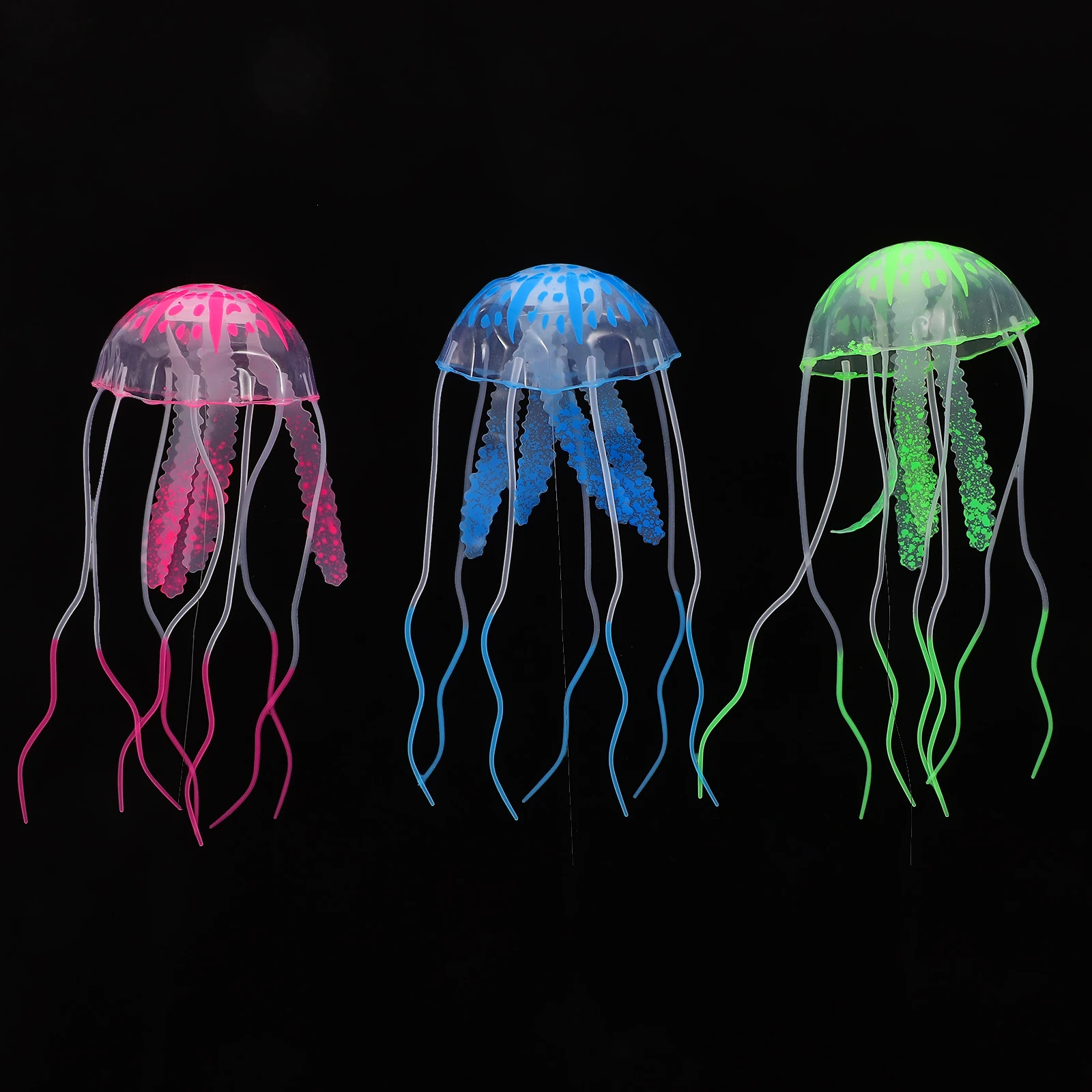 

3 Pcs Jellyfish Decoration Fluorescent Ornament Sea Animal Colorful for Tank Aquarium Item Simulated Fluorescence