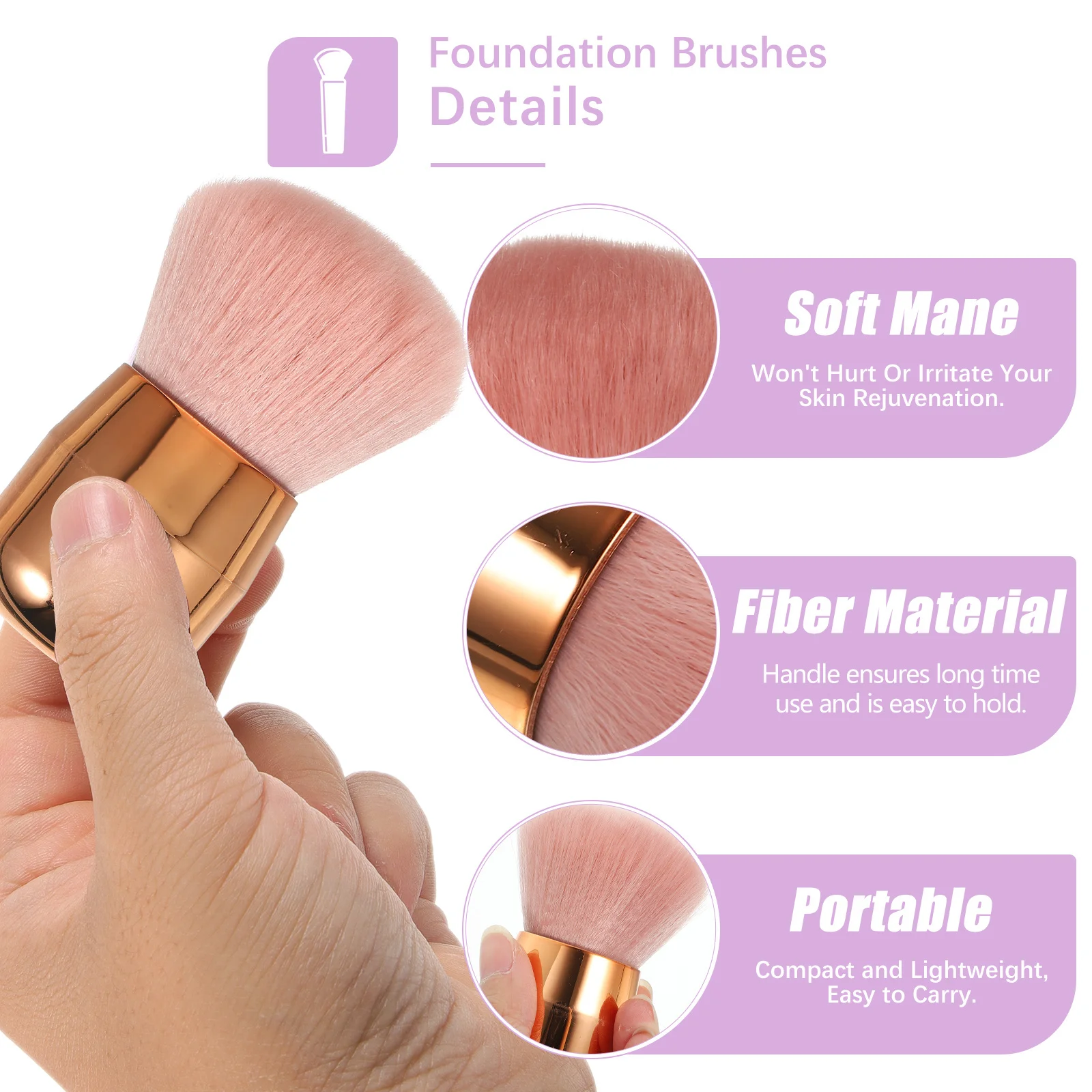 1 قطعة مجموعة فرشاة ماكياج رأس الفطر مقبض قصير شعيرات الألياف متعددة الاستخدام لمستحضرات التجميل اليومية والمهنية الطبيعية #1