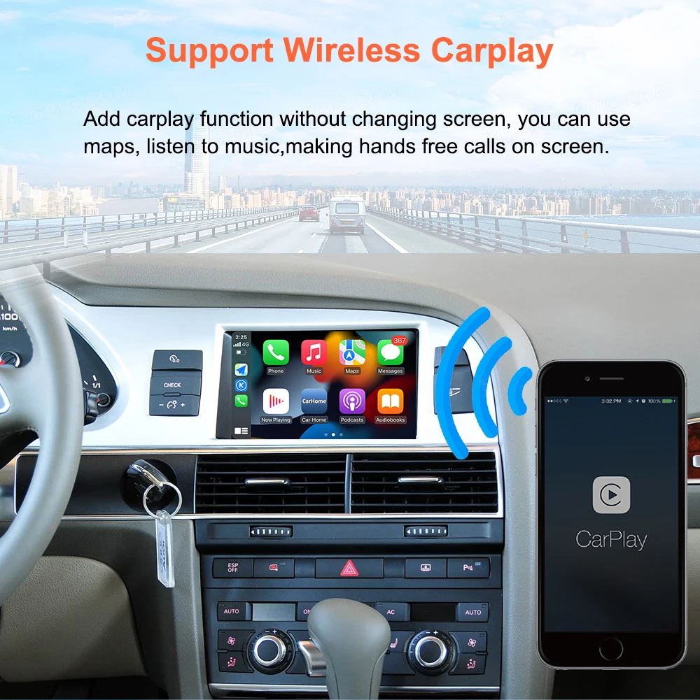 Bonroad Wireless CarPlay Interface für Audi A6 Q7 2009-2015 MMI 3G Android Auto Mirror Link AirPlay Rückfahrkamera Nachrüstsätze – Detail 5