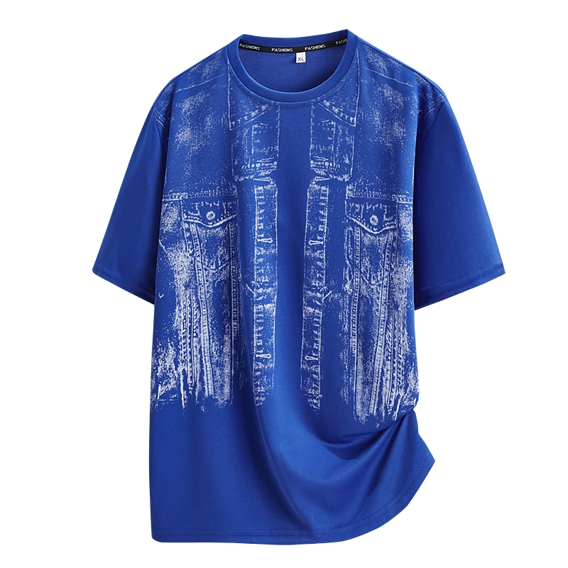 Men's Summer Gradient Casual Short Sleeve T-Shirt Thin Breathable Quick-Dry Ice Silk round Neck Running Outdoor Sport Top