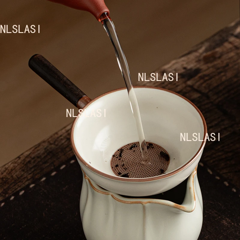 Ru Kiln Tea Leakage Chinese Household Ceramic Tea Filter Integrated Filtration Separation of Tea and Water Teaset Accessories