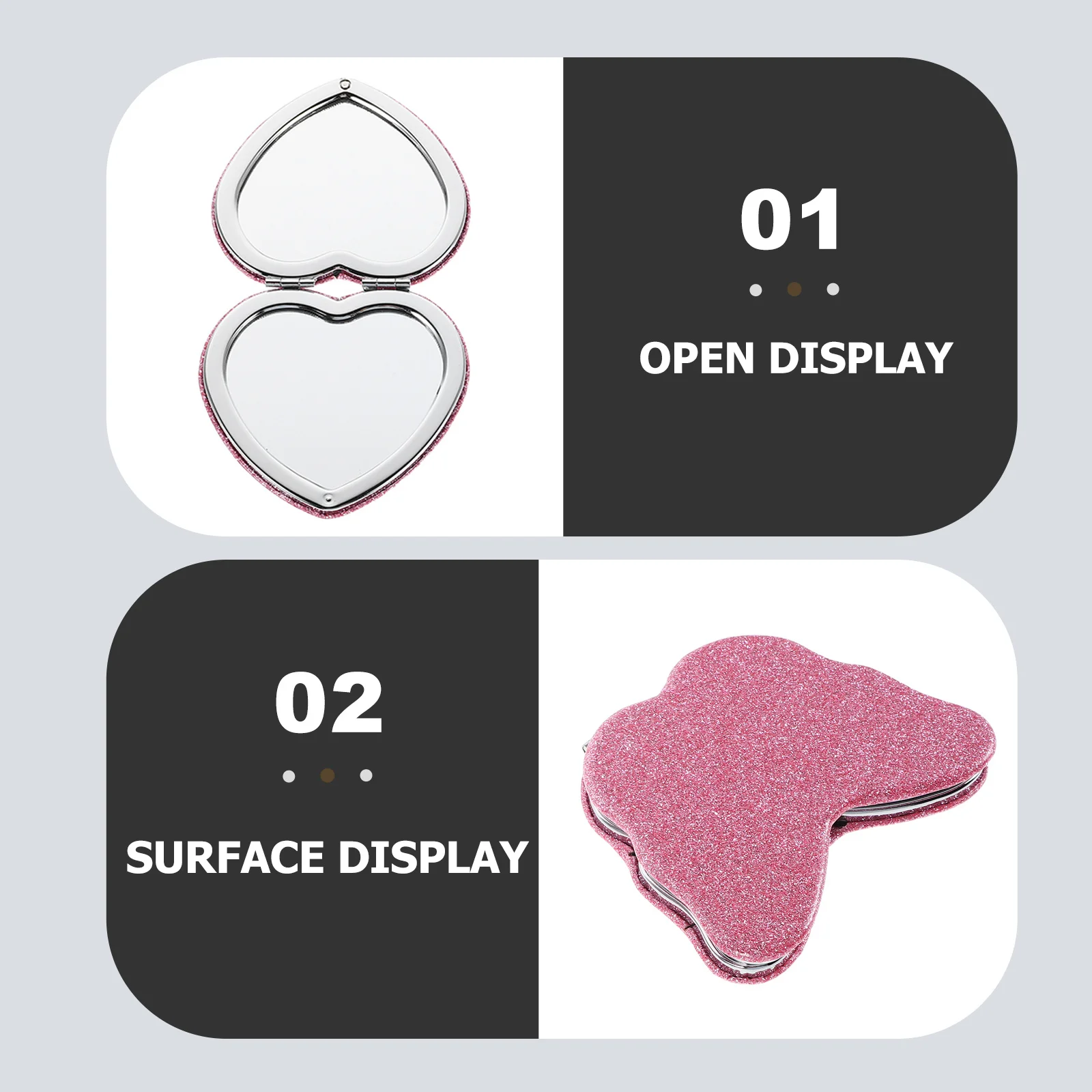 2 pçs espelho de bolso portátil compacto coração borboleta dobrável bonito dupla face espelho de maquiagem mini viagem vaidade