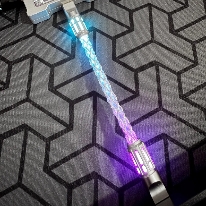 12cm Single Crystal Copper Keyboard Cable Handmade C-C Luminous Short Line Adaptation Esports Game Mechanical Keyboard 8K Cable