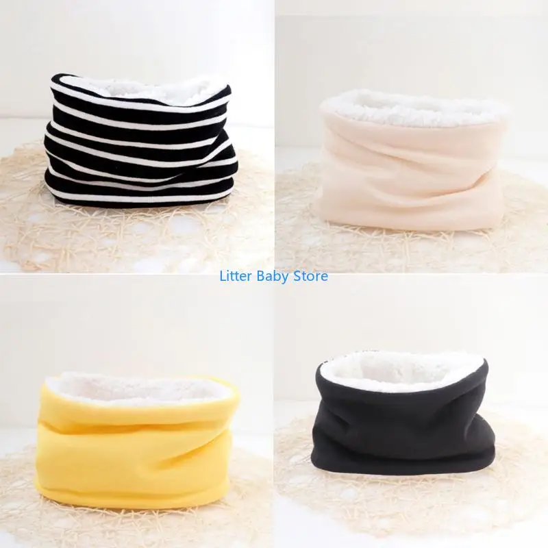 

N80C Autumn Winter Baby Scarf Solid Color Plush Scarves Neckerchief Children Thick Warm Neck Collar for Boys Girls