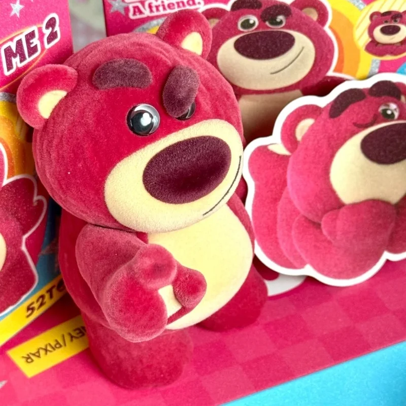 52toys Disney  Lotso It\'s Me 2 Strawberry Bearsecond Generation Flocking Model Collection Desktop Decoration Kids Holiday gifts