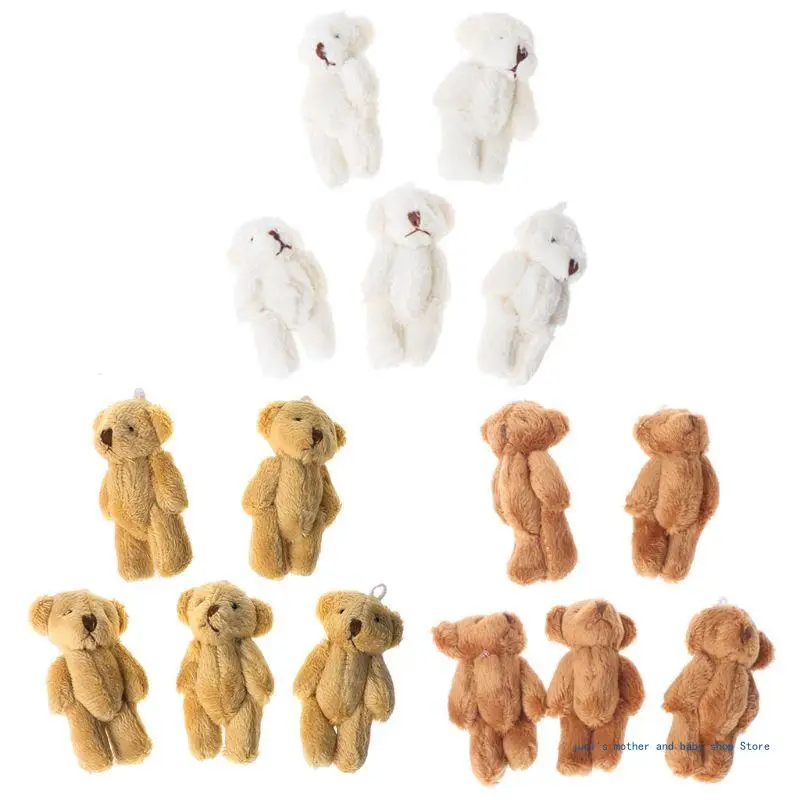 67JC 5PCS Charm Pendant Stuffed Joint Bear for Purse Backpack Children’s Favor