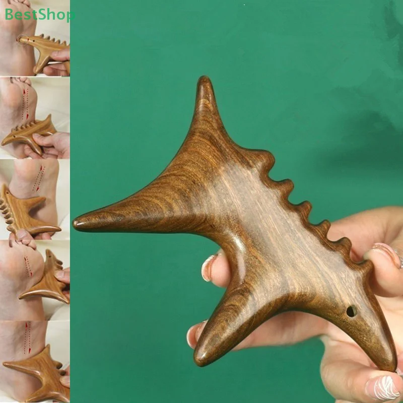 الذهبي الحرير خشب الصندل الزناد نقطة تدليك غوا شا أدوات المهنية أدوات التصريف اللمفاوي العلاج أدوات مساج للقدم #3