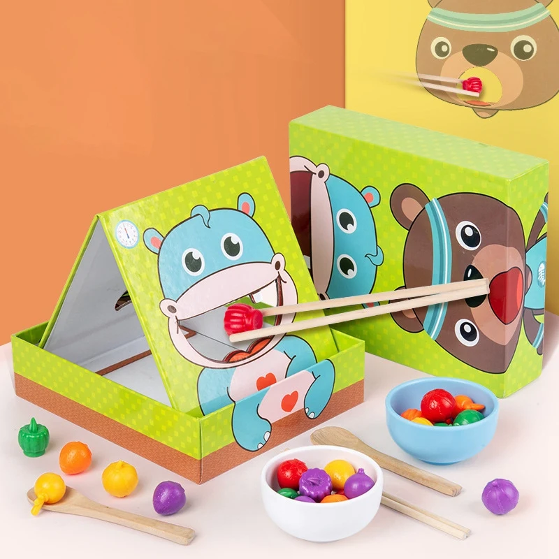 لعبة تدريب على الإدراك خشبية للأطفال ، منزل تغذية محاكاة ، لعبة تعليمية مبكرة للطفل