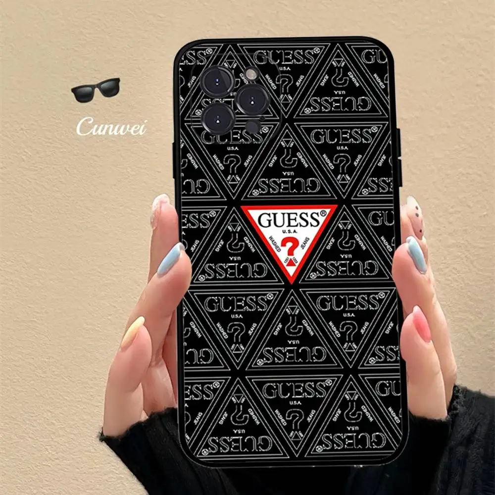 Modische G-Guess Handyhülle für iPhone 17 16 15 16e 14 13 12 11 Pro Max Plus Case Cover Coque