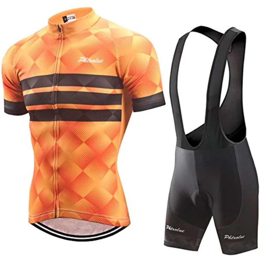 

Cycling Kits for Men Cycling Jersey Set Uniform Clothes Bike Bicycle Shirt+3D Gel Pad Cushion Bibs Shorts for Long-Distance Rid