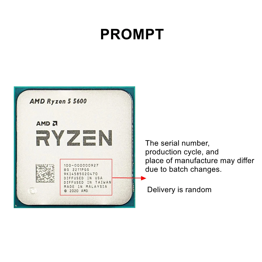 AMD Ryzen 5 5600 R5 5600 3.5 جيجا هرتز 6-Core 12-Thread CPU 7NM L3=32M مقبس AM4 جديد ولكن بدون مبرد #3