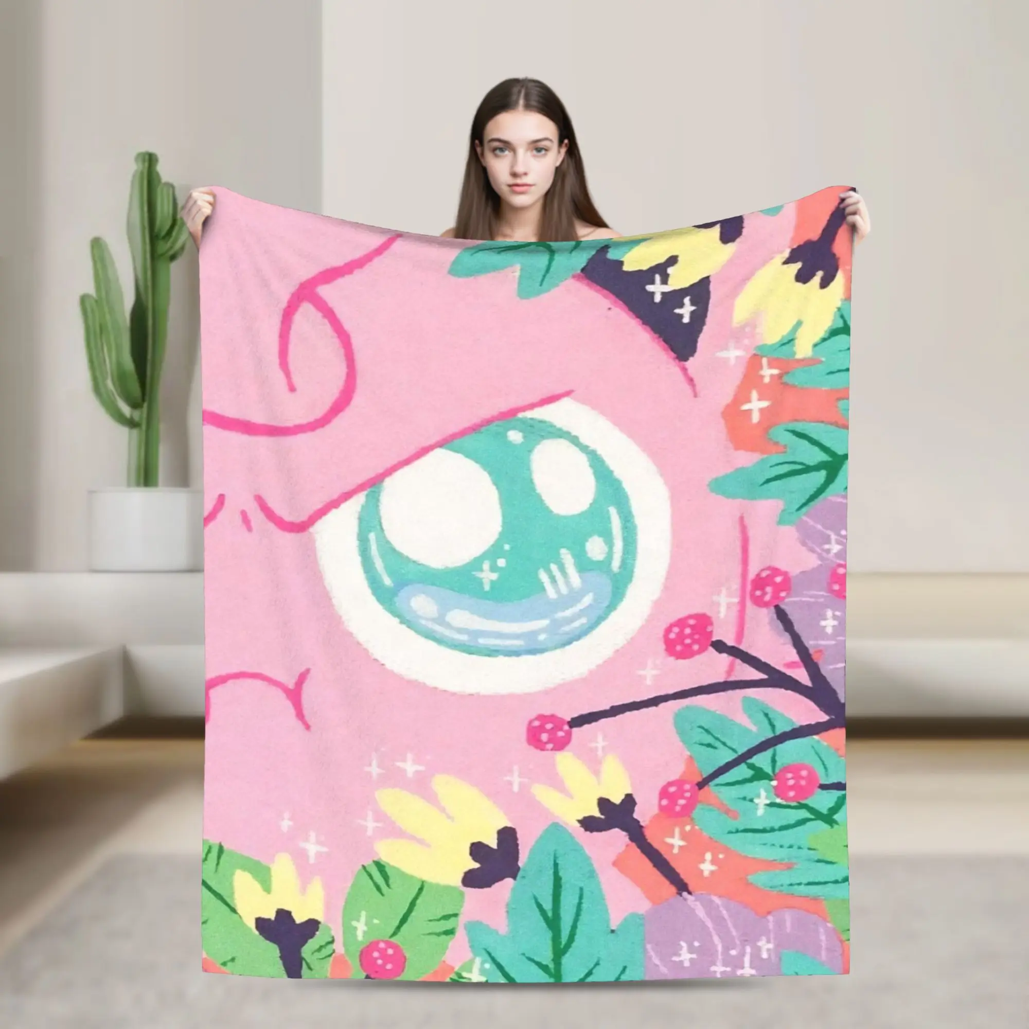 Jigglypuffs Lovely Blankets Fleece Summer Air Conditioning Poke-Mon Cartoon Portable Throw Blankets for Home Bedroom Bedspreads
