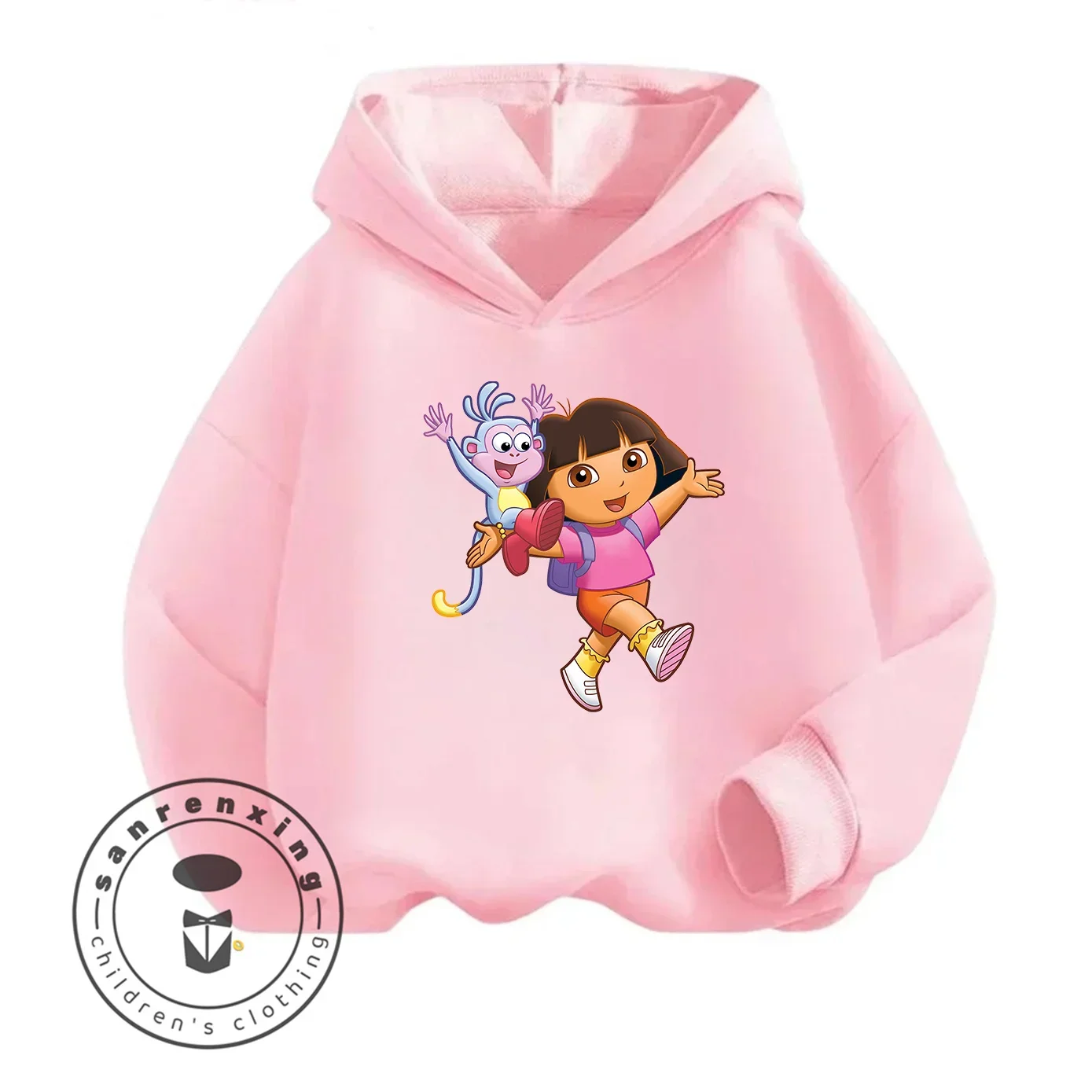 

Fall Season Kids Top Dora Cartoon Hoodie For Boys Girls 3-14 Years Cute Casual Outdoor Wear Winter