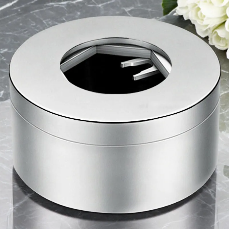 Windproof Rotatable Stainless Steel Ashtray With Cover Indoor Office Living Room Cigarette Ash Holder