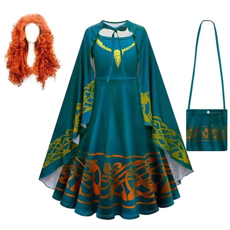 New Brave Merida Costume for Girls Halloween Princess Dress Kids Carnival Fantasia Children Xmas birthday Party Cosplay Costume