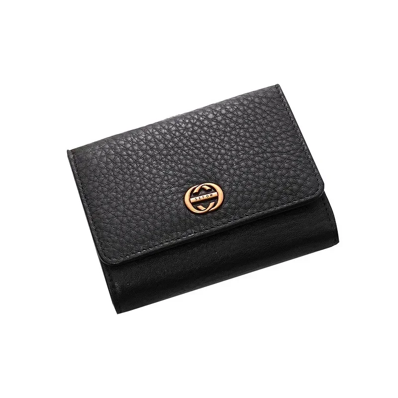 Women Short Genuine Cow Leather Wallet Fashion Cowhide Card Holder Small Money Clip Real Leather Purse Brand Luxury Gift 7Z