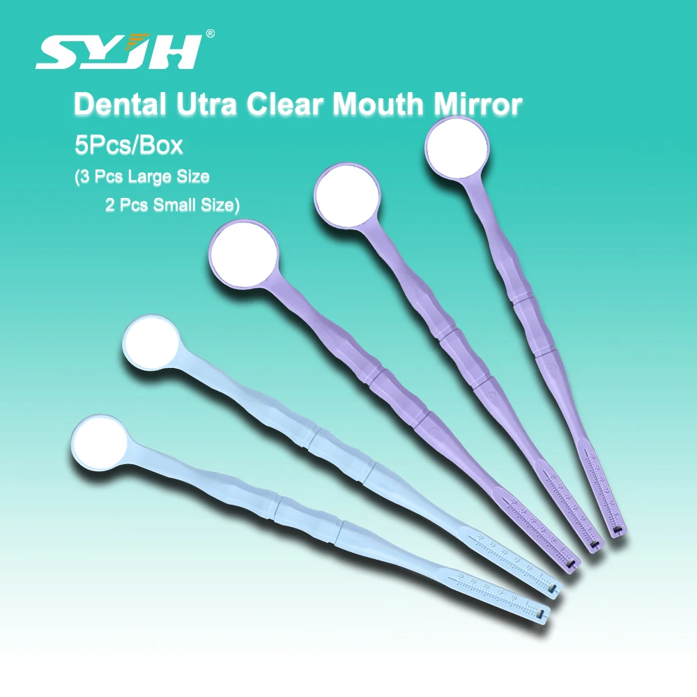 

SYJH 5Pcs/Set Dental Mouth Mirror with Scale Handle Dentist Ultra Clear HD Mirror Surface Anti-Fog Dentistry Tools Instrument