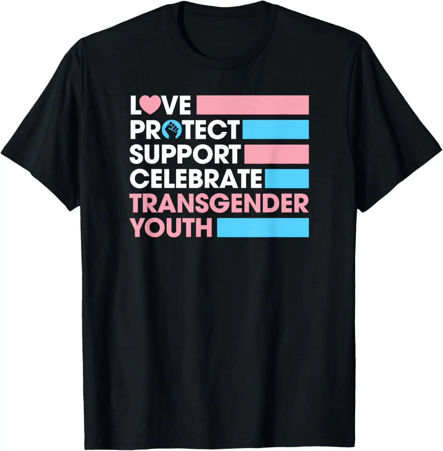 Camiseta Love Protect Support Celebrate Transgender Youth Trans Ally