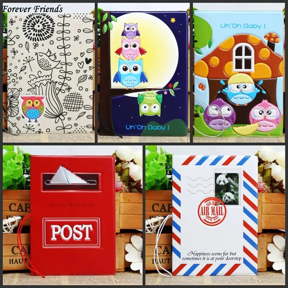 3D Cartoon Owl Passport Holder ID Card Holder  PU Leather Business Card Bag Passport Cover 14*9.6CM