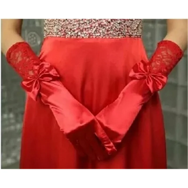 Bridal Wedding Bow Lace Long Gloves Sleeve Cover Satin Gloves Wholesale Gloves