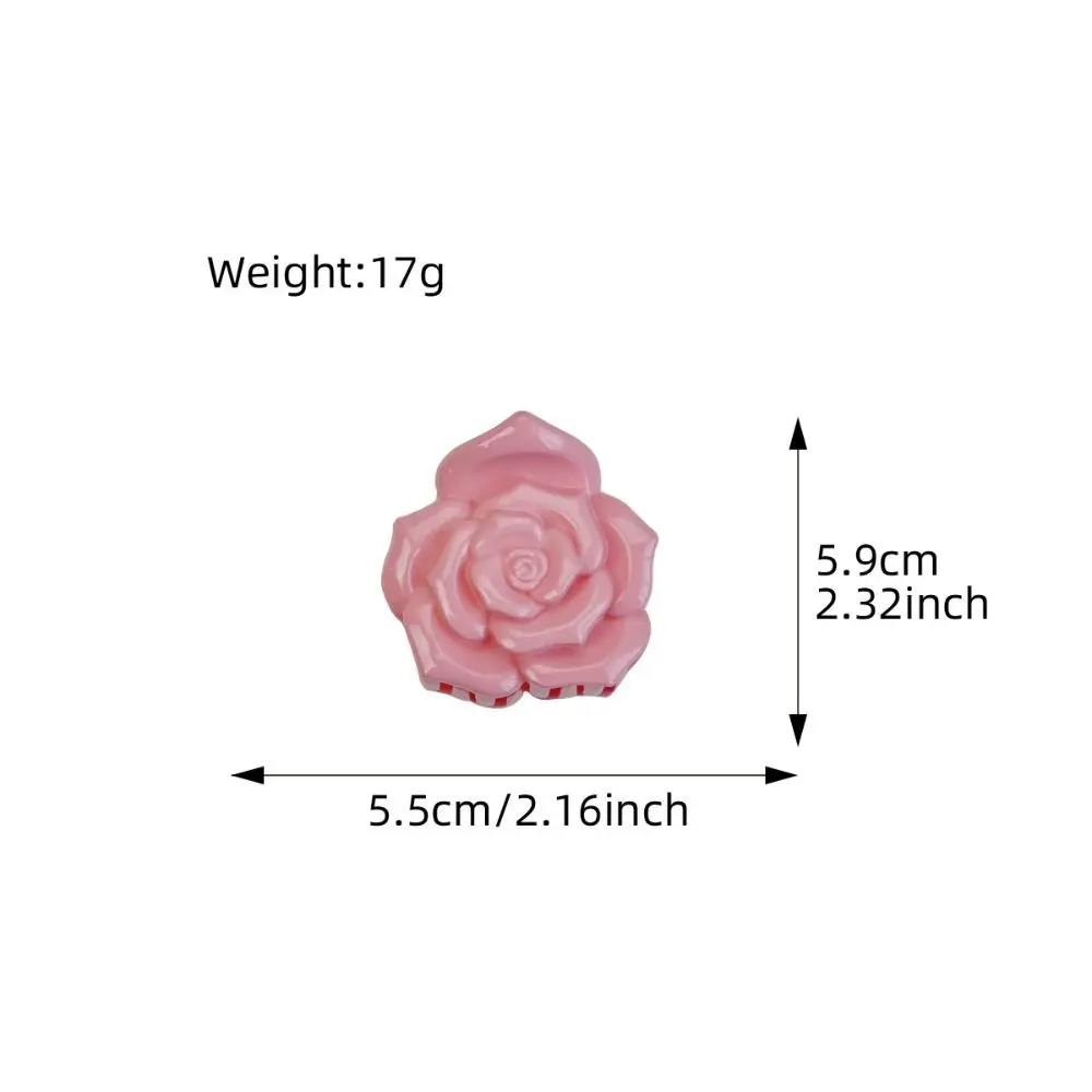 Korean Style Retro Rose Hair Claw Fashion Design Transparent Flower Hair Clip Shark Clamp Ponytail Hairpin Acrylic Hair Claw DIY