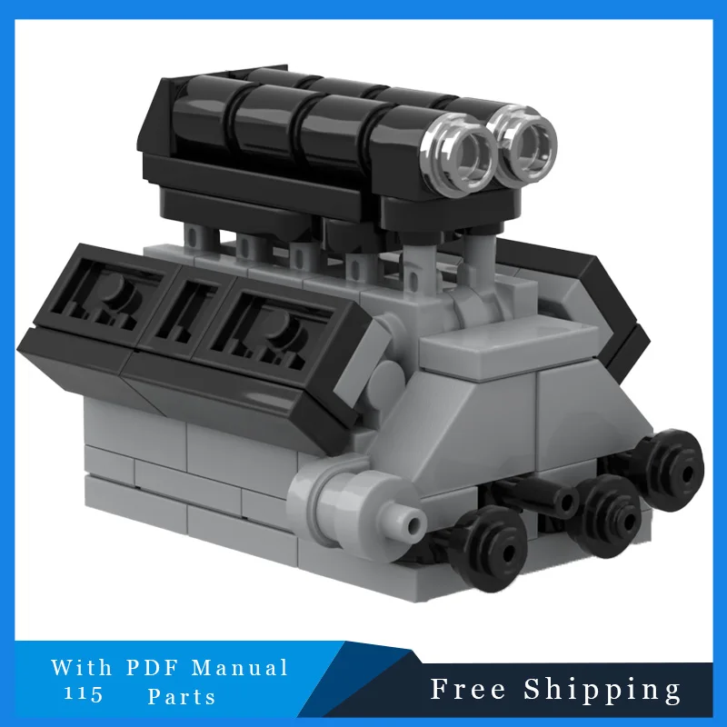 115 부품 MOC 크리에이티브 그레이 엔진 모델 빌딩 블록 디스플레이 브릭 교육용 조립 장난감 크리스마스 선물 소년용