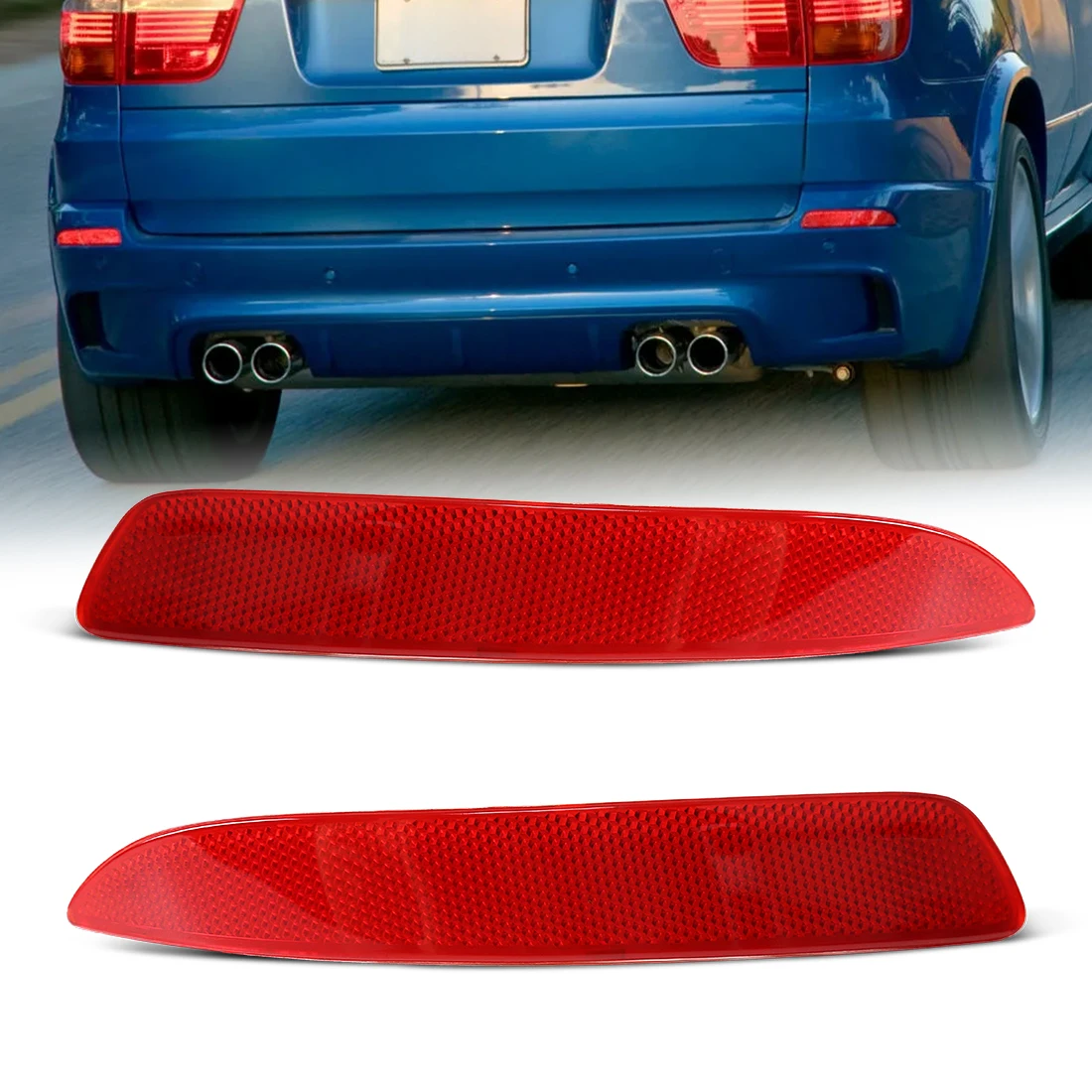 63217158949 63217158950 Car Rear Bumper Reflector For BMW E70 X5 2006 2007 2008 2009 2010 2011 2012 2013 Reflective Strips Cover