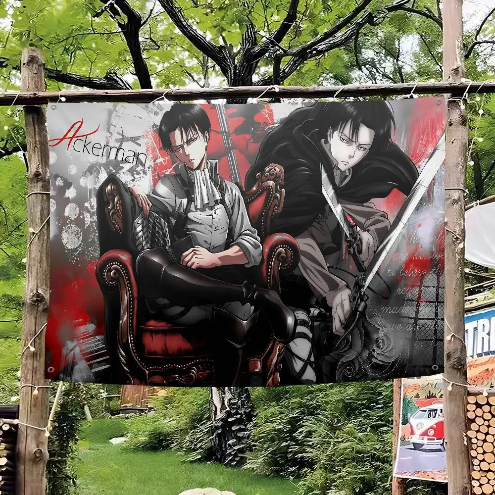 A-Attack O-On T-Titan Levi Ackerman High End Quality Banner Printing Artistic Atmosphere Style Camping Flag