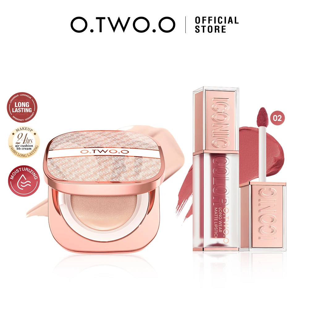 

O.TWO.O 2 шт., помада для макияжа, воздушная подушка, BB-крем, водостойкая антипригарная подушка для контроля жирности, компактная с пуховкой для лица и макияжа губ