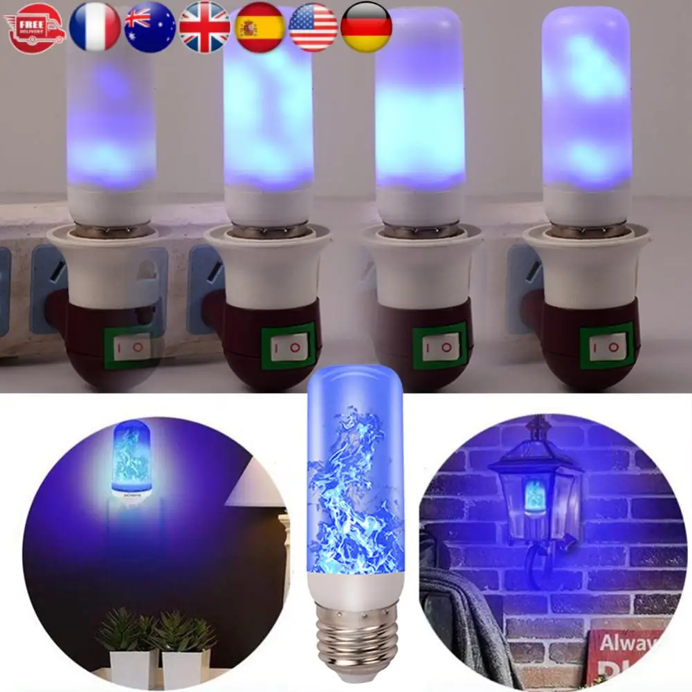 

E27E26 светодиодная лампа с пламенем, креативная имитация мерцающего пламени, мерцающее уличное освещение, внутренние лампочки, вечерние, свадебный декор